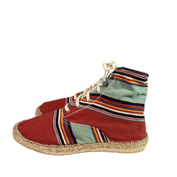 Cousu Main France Hi Top Lace Up Espadrilles Striped Size EU 41, US Women's 10 - Picture 2 of 9